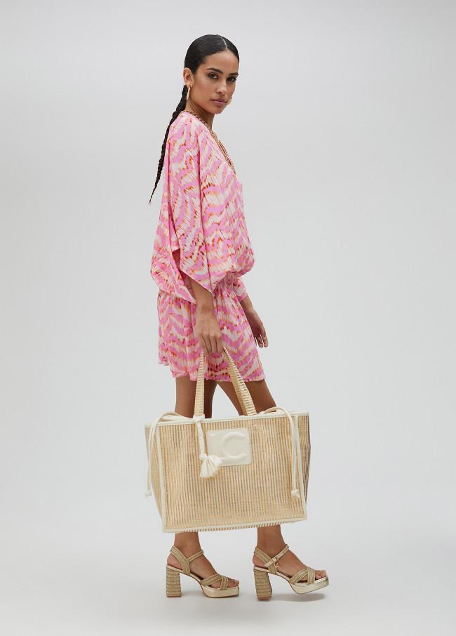 Lola Casademunt Capazo Grande Efecto Rafia Metalizado