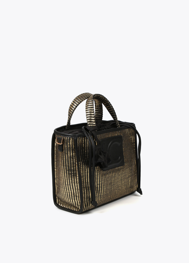 Lola Casademunt Capazo Pequeño Efecto Rafia Metalizado