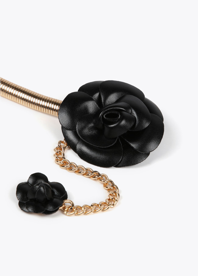 Lola Casademunt Cinturón Metal Elástico Flores Efecto Piel