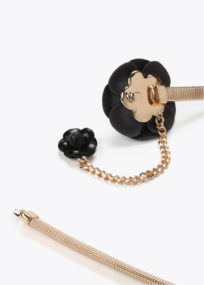 Lola Casademunt Cinturón Metal Elástico Flores Efecto Piel