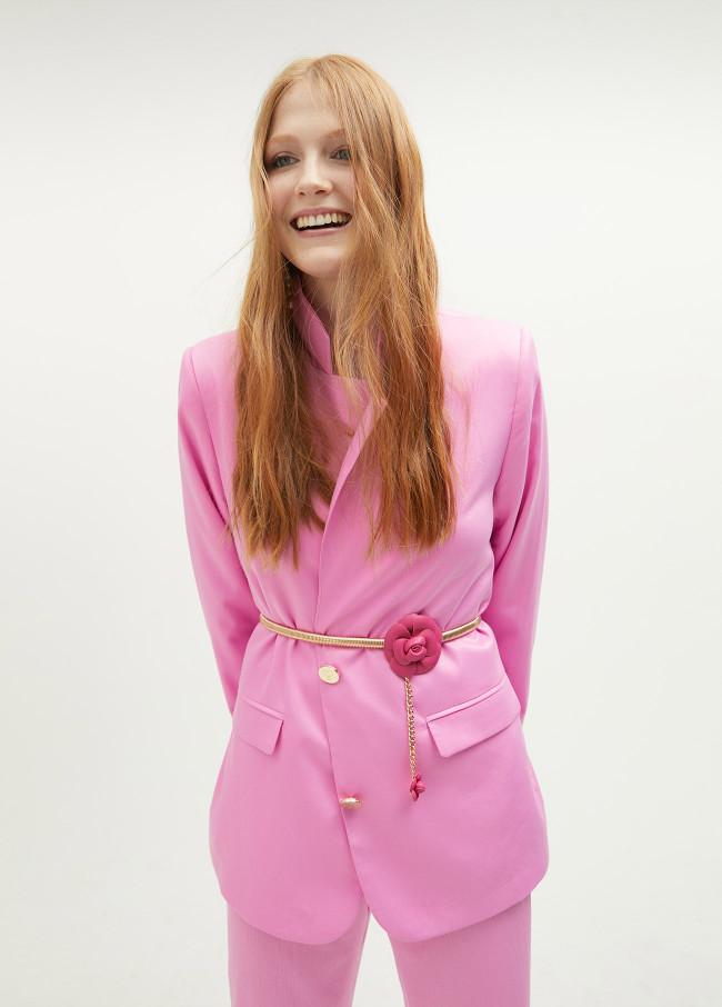 Lola Casademunt Cinturón Metal Elástico Flores Efecto Piel