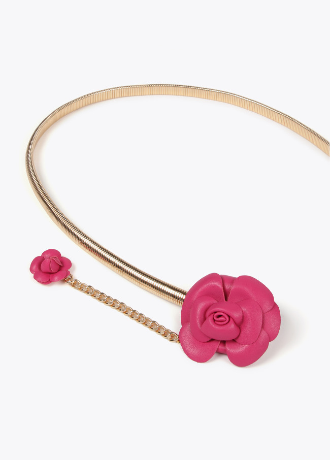 Lola Casademunt Cinturón Metal Elástico Flores Efecto Piel