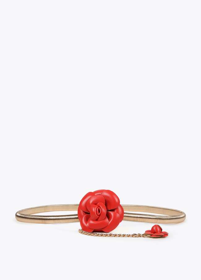 Lola Casademunt Cinturón Metal Elástico Flores Efecto Piel
