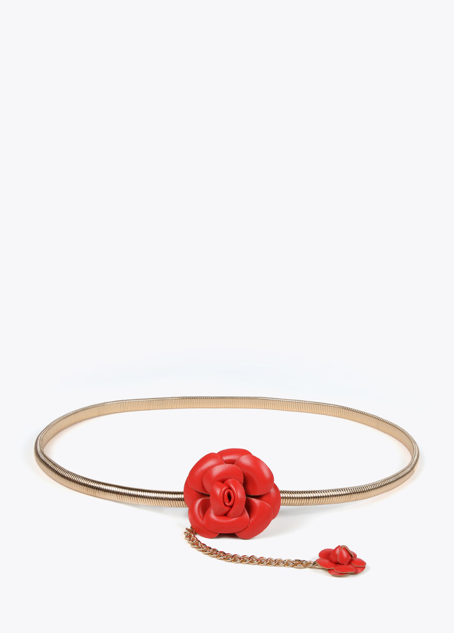 lola casademunt Cinturón metal elástico flores efecto piel