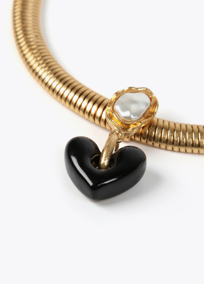 Lola Casademunt Collar Gargantilla Con Perla Y Corazón