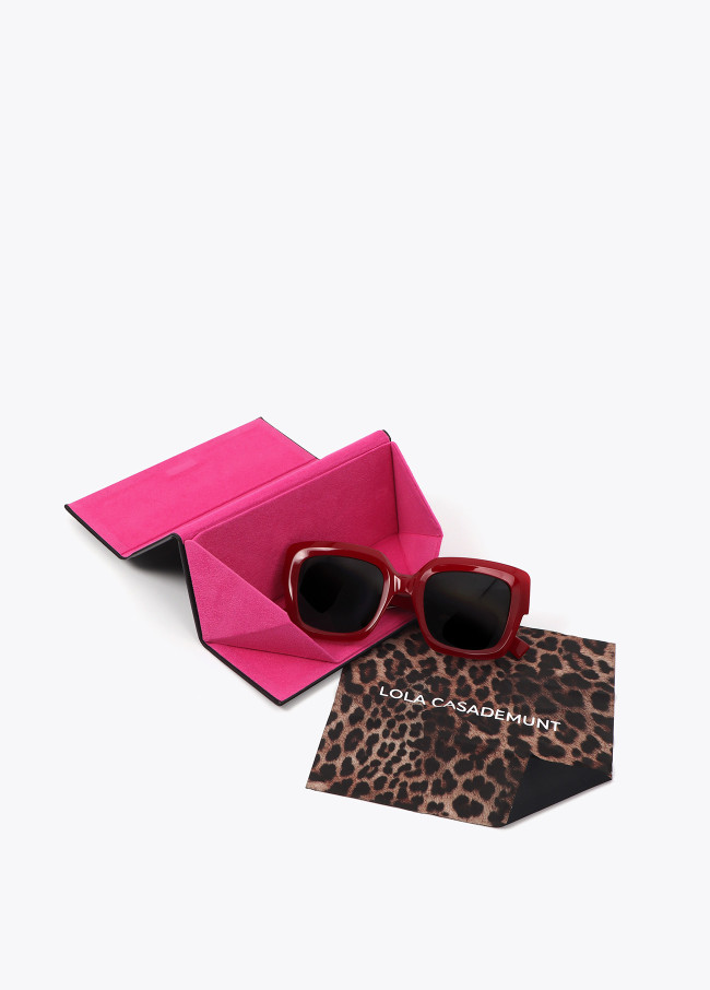 Lola Casademunt Gafa Cuadrada Color Rojo Y Animal Print