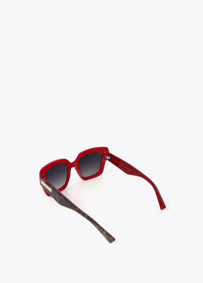 Lola Casademunt Gafa Cuadrada Color Rojo Y Animal Print