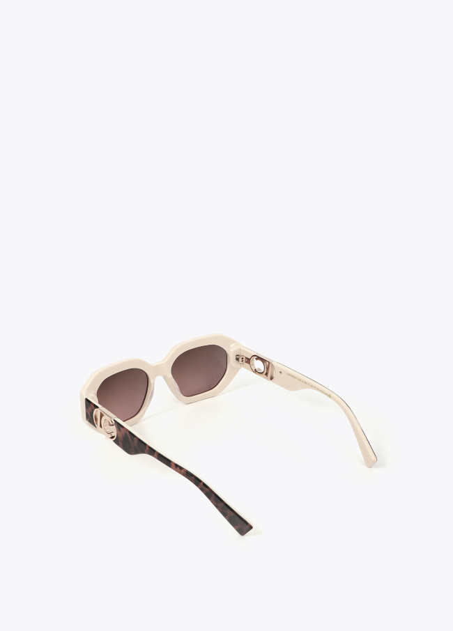 Lola Casademunt Gafa Hexagonal Detalle Animal Print