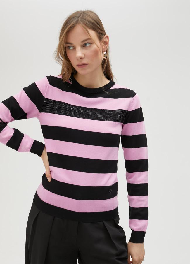 Lola Casademunt Jersey Bicolor De Rayas Y Detalle Strass