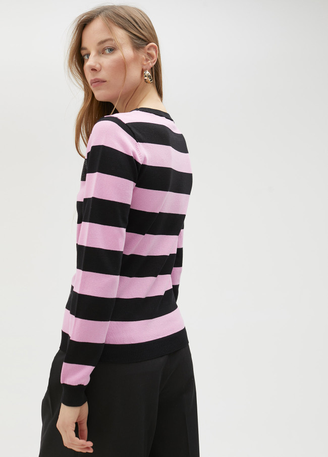 Lola Casademunt Jersey Bicolor De Rayas Y Detalle Strass