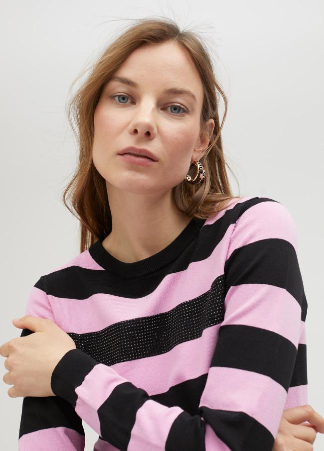 Lola Casademunt Jersey Bicolor De Rayas Y Detalle Strass