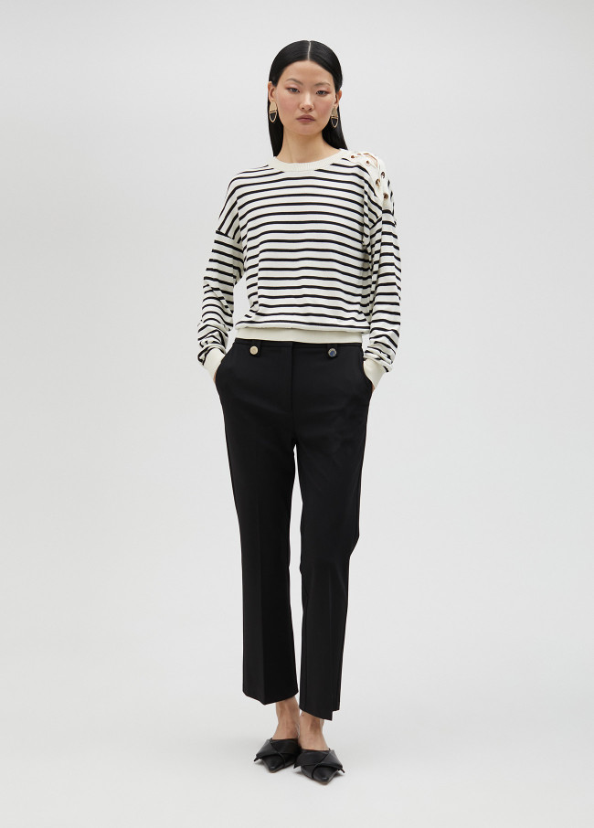 Lola Casademunt Jersey De Rayas Con Detalle En Hombro