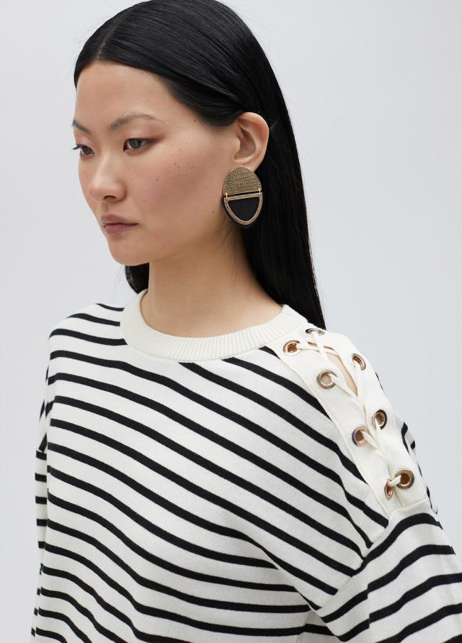 Lola Casademunt Jersey De Rayas Con Detalle En Hombro