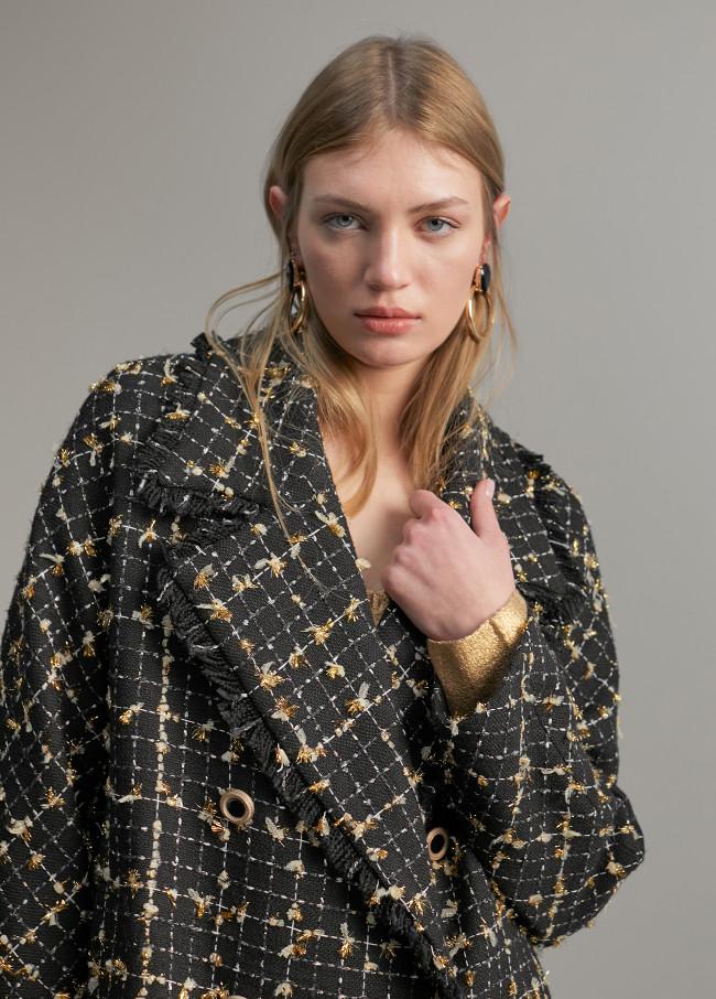 Lola Casademunt Abrigo Cuadros Lúrex