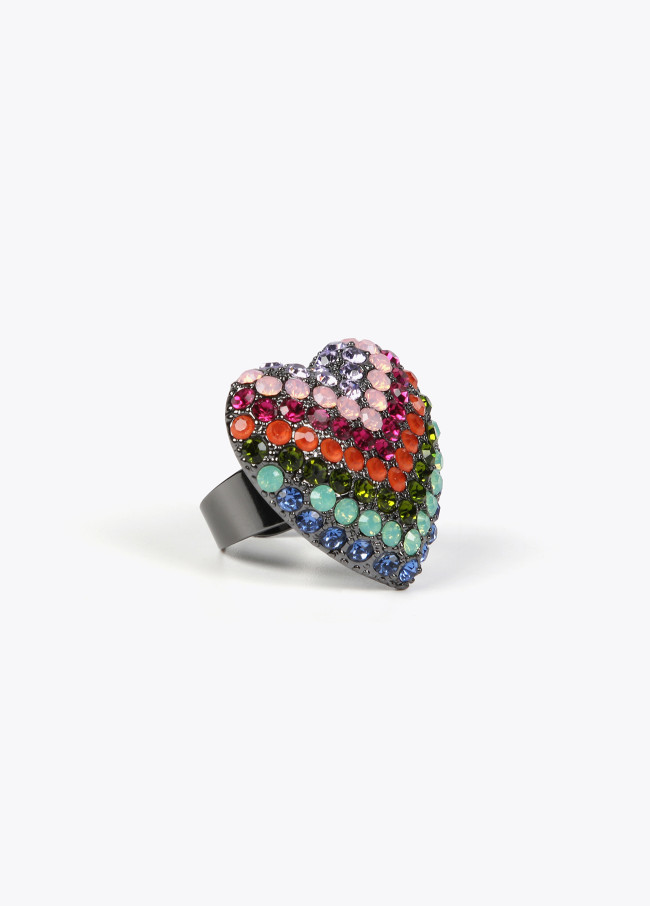 Lola Casademunt Anillo Maxi Corazón Arcoíris