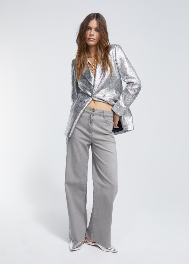 Lola Casademunt Blazer Cruzada Plateada