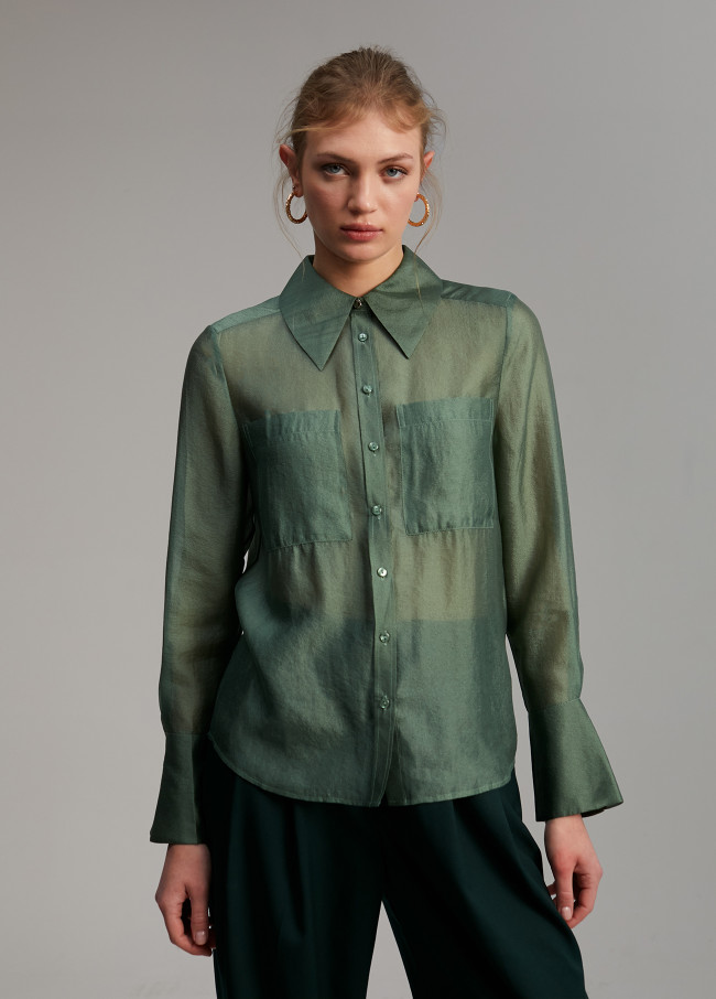 lola casademunt Blusa bolsillos transparencia