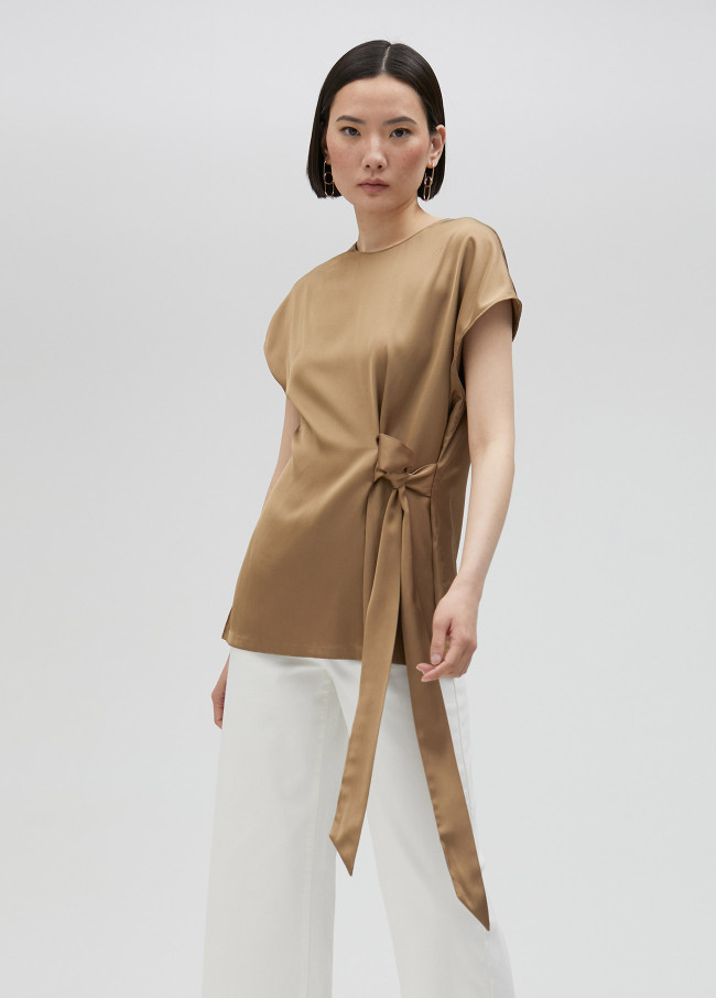 Lola Casademunt Blusa Satinada Atada En Cintura