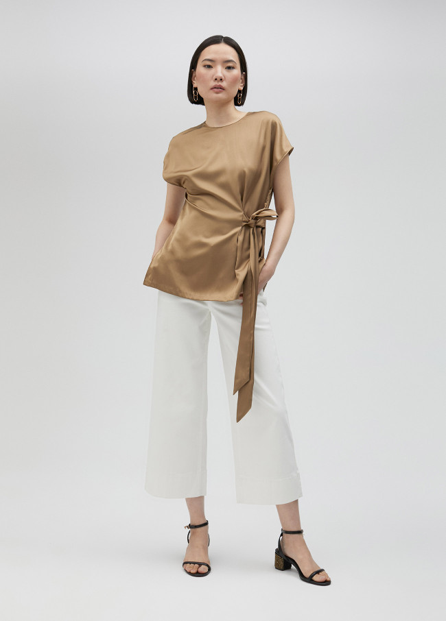 lola casademunt Blusa satinada atada en cintura