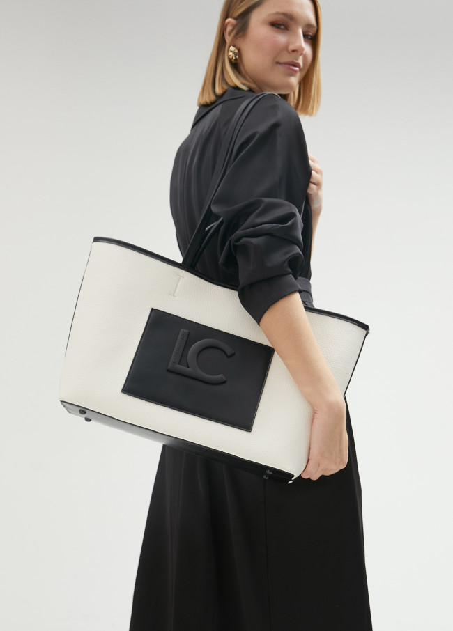 Lola Casademunt Bolso Shopper Bicolor Efecto Piel