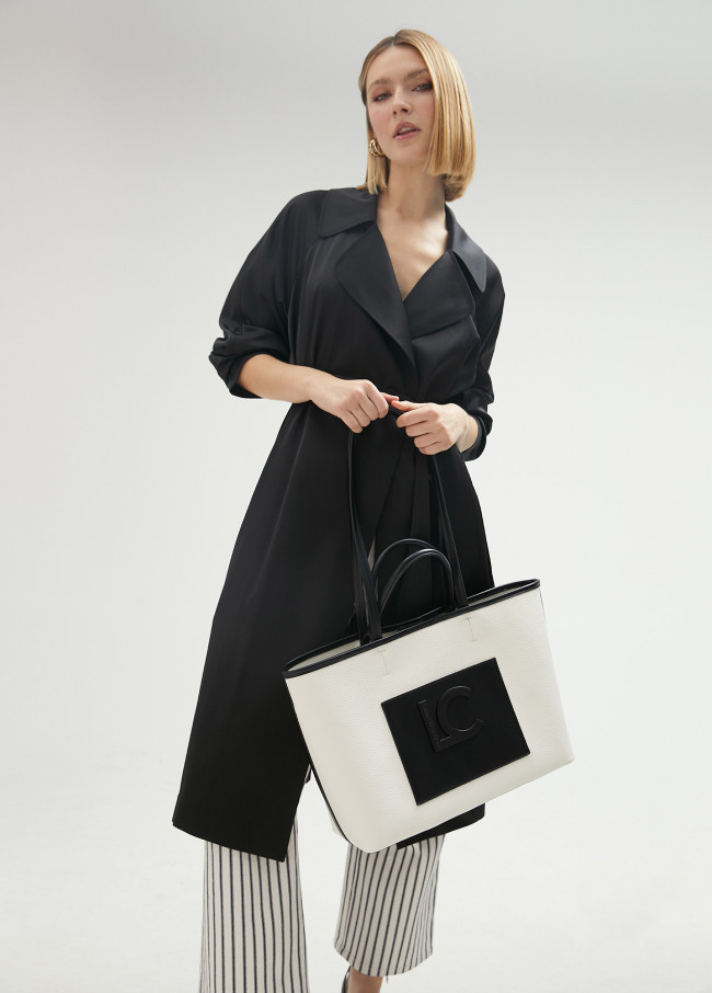 Lola Casademunt Bolso Shopper Bicolor Efecto Piel