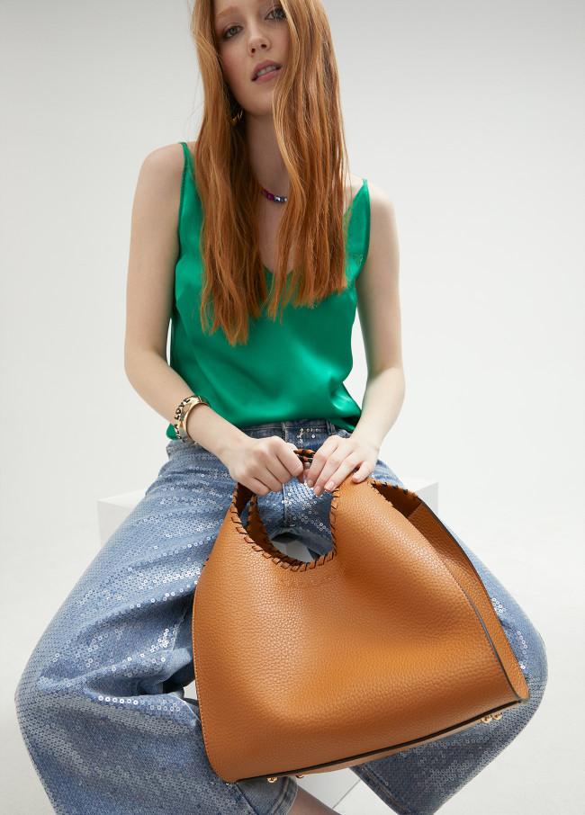 Lola Casademunt Bolso Shopper Con Pespuntes