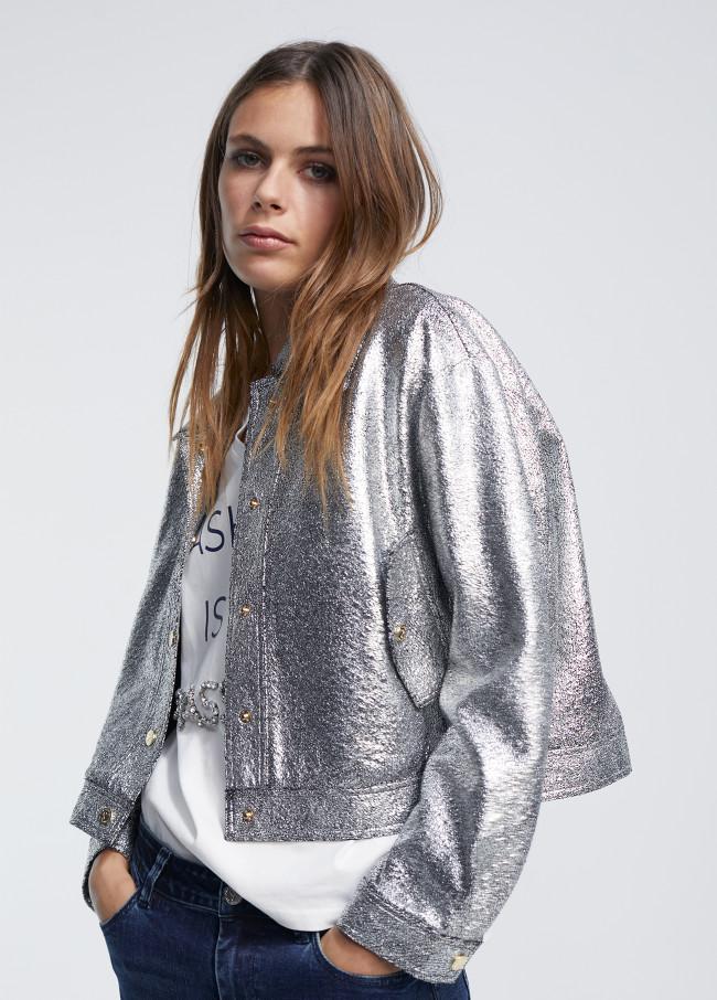Lola Casademunt Bomber Craquelado Plata