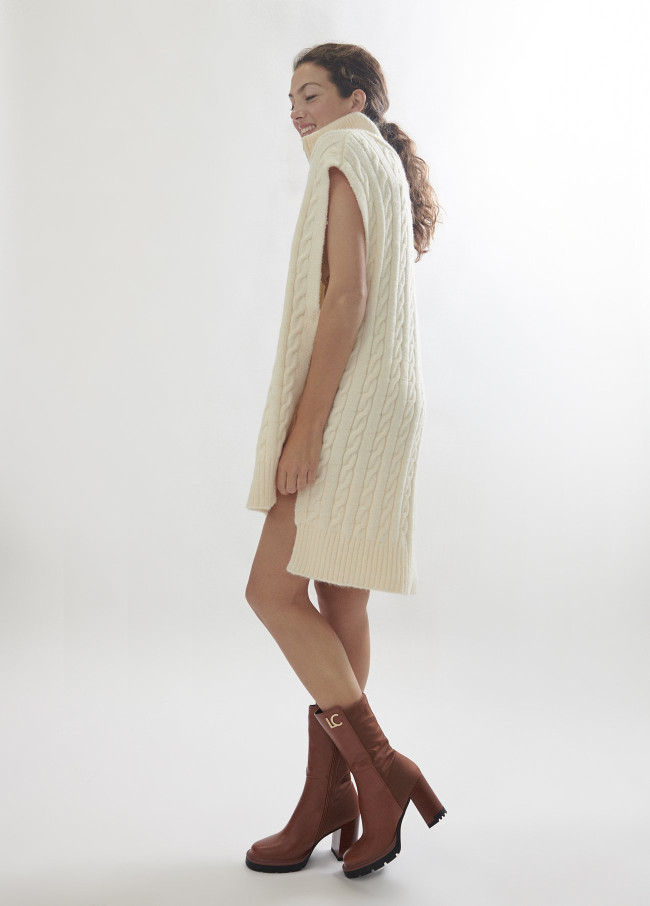 Lola Casademunt Botin Media Caña Dos Tejidos