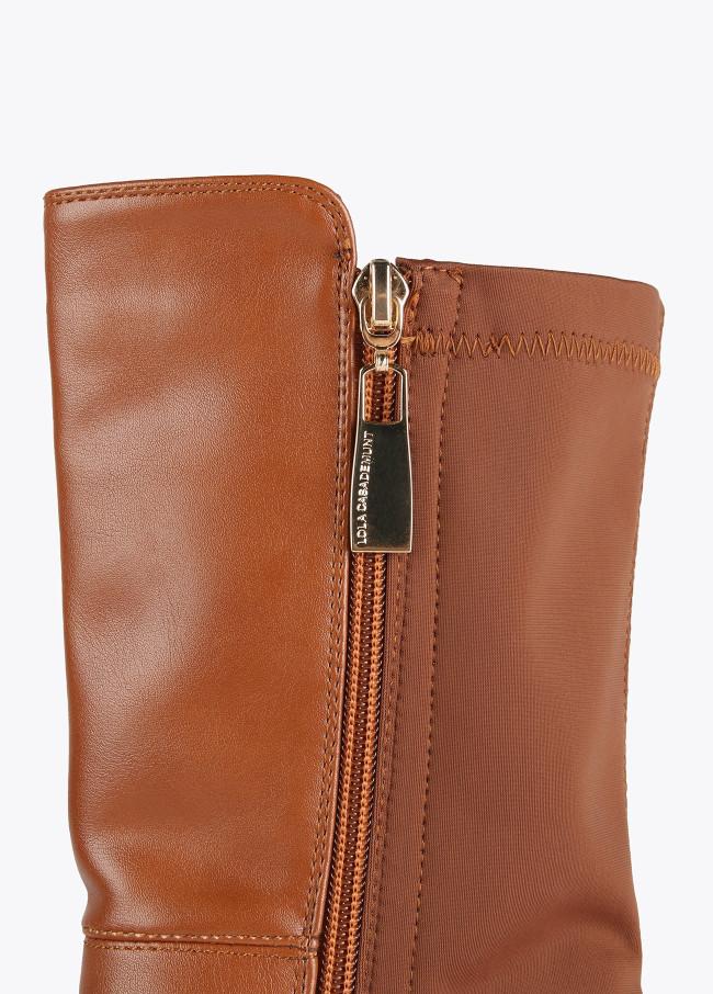 Lola Casademunt Botin Media Caña Dos Tejidos