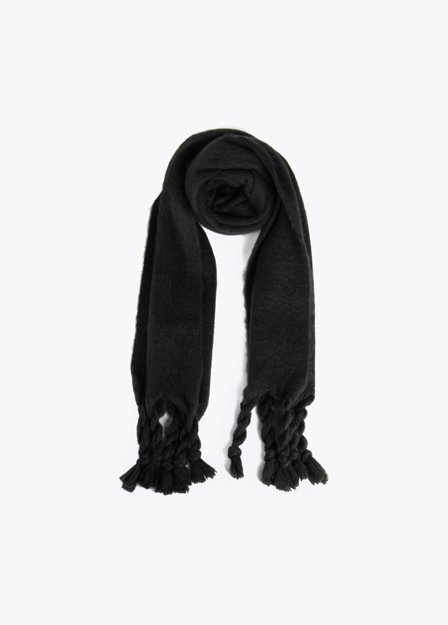 Lola Casademunt Bufanda Con Flecos Trenzados