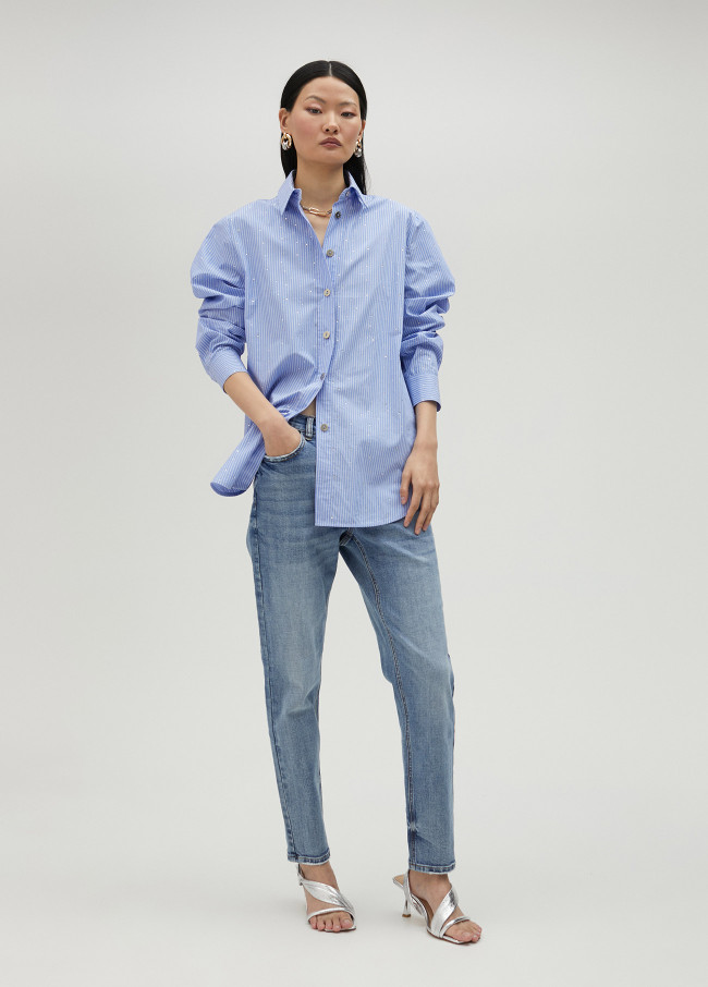 Lola Casademunt Camisa De Rayas Con Strass