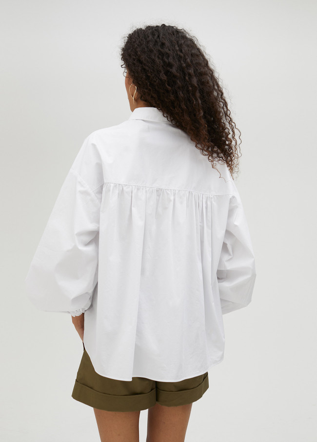 Lola Casademunt Camisa Popelín Con Goma En Bajo