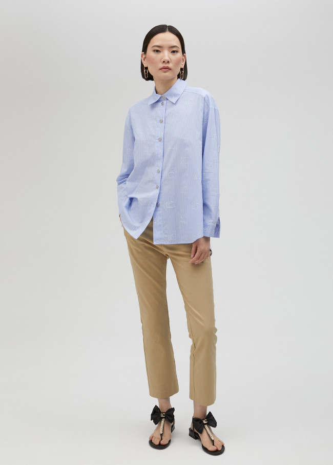 Lola Casademunt Camisa Rayas Con Logo En Strass