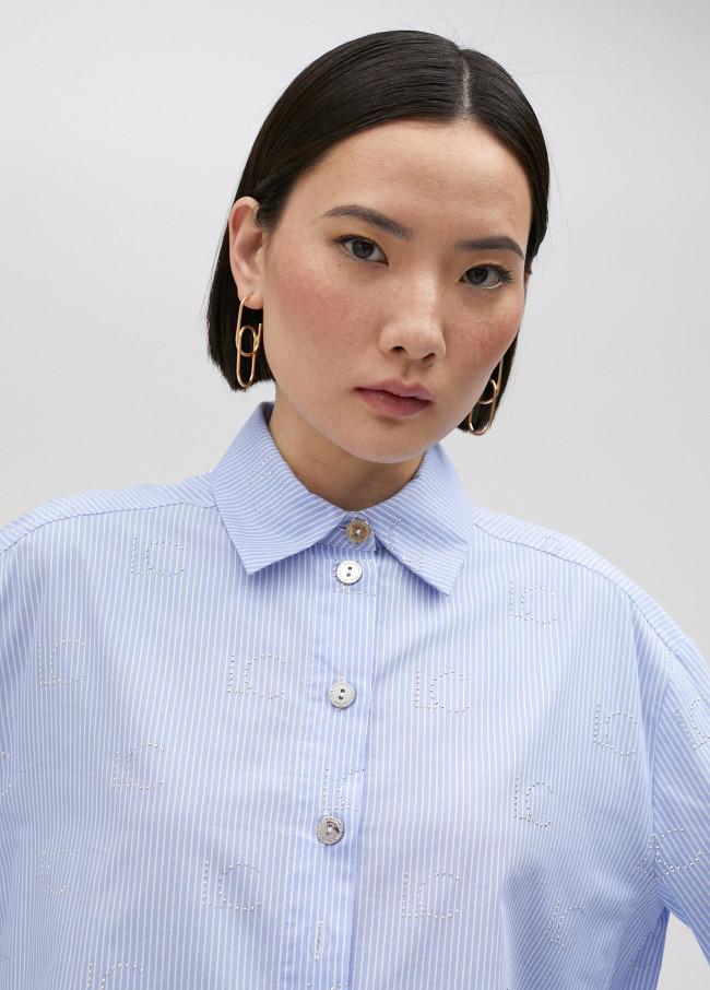 Lola Casademunt Camisa Rayas Con Logo En Strass