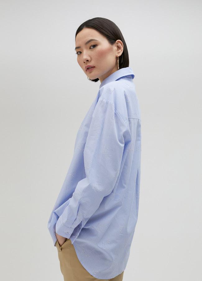 Lola Casademunt Camisa Rayas Con Logo En Strass