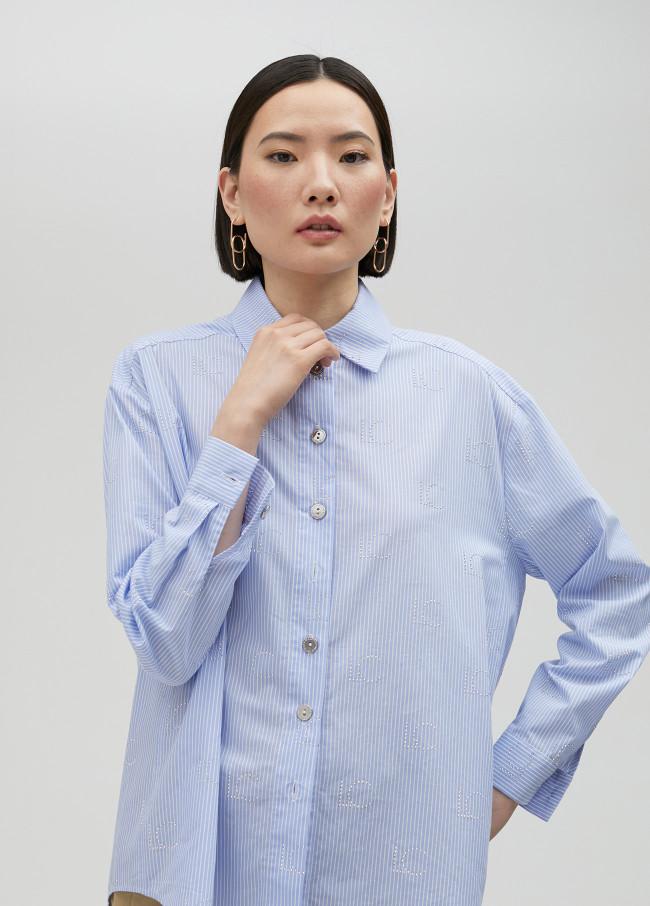 lola casademunt Camisa rayas con logo en strass