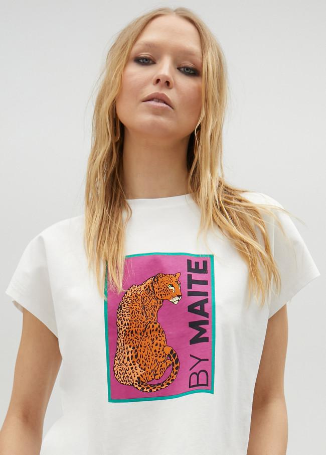 lola casademunt Camiseta blanca estampado tigre