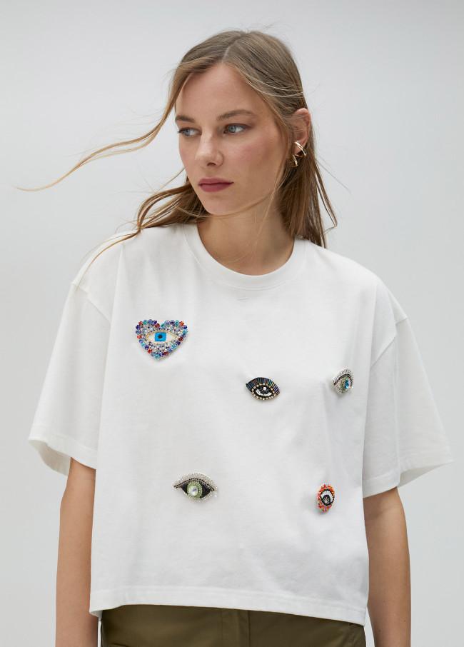 lola casademunt Camiseta detalle pedrería