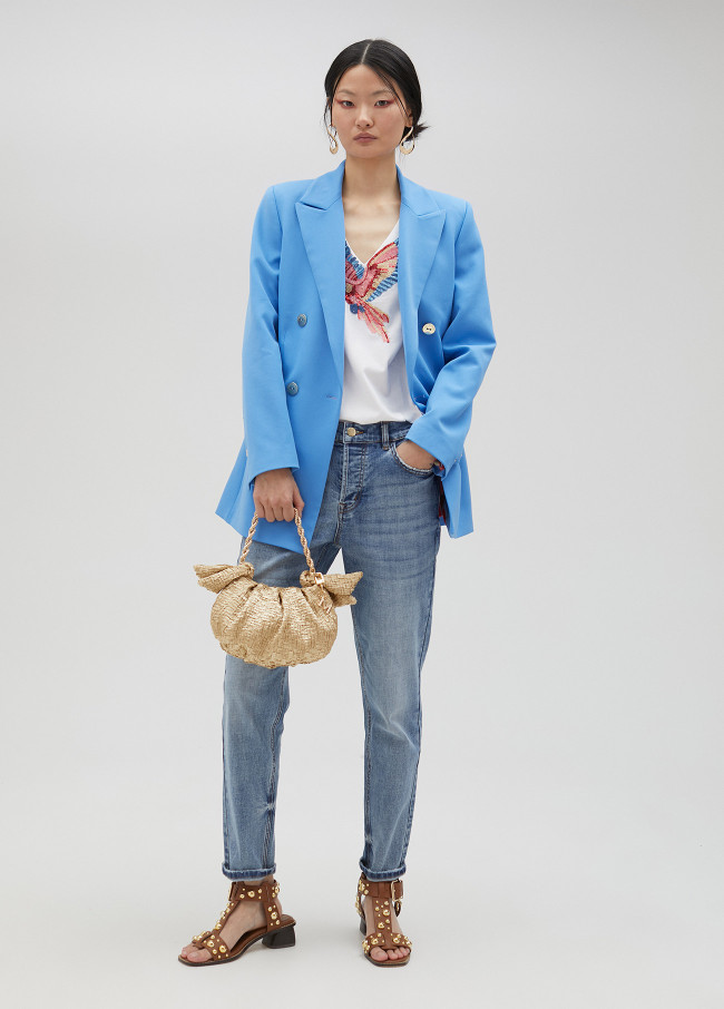 Lola Casademunt Camiseta Pájaro Con Pedrería