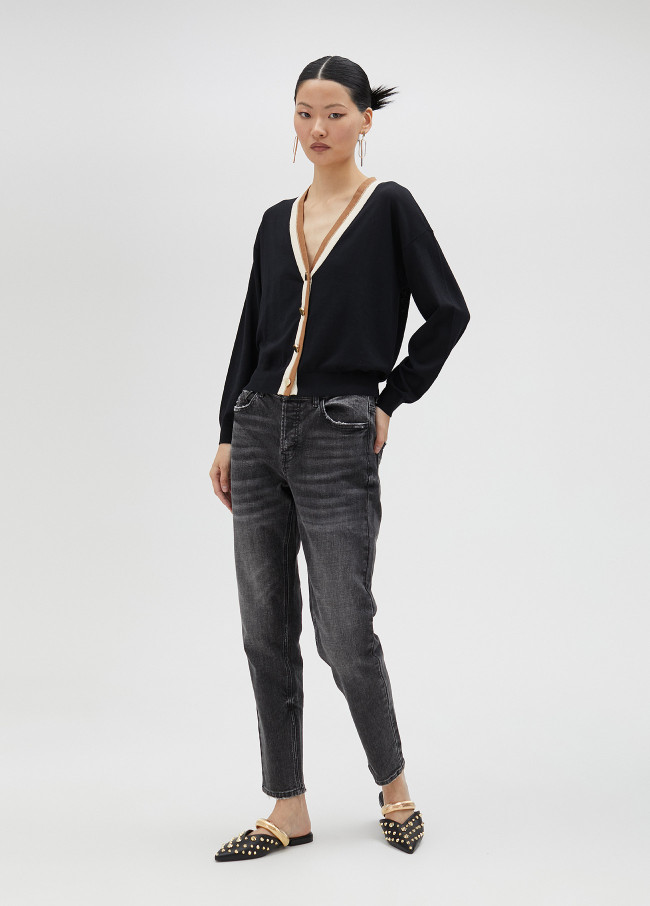 Lola Casademunt Cárdigan Básico Con Contraste