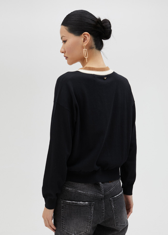 Lola Casademunt Cárdigan Básico Con Contraste