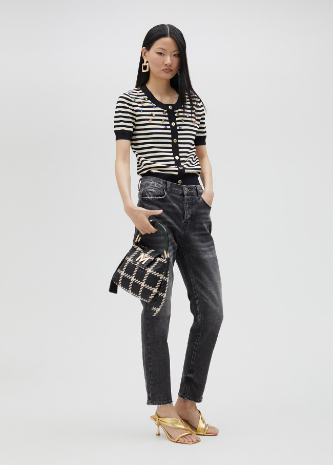 Lola Casademunt Cárdigan De Rayas Con Pedrería