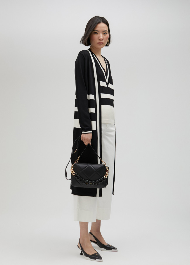 Lola Casademunt Cárdigan Largo De Punto Bicolor