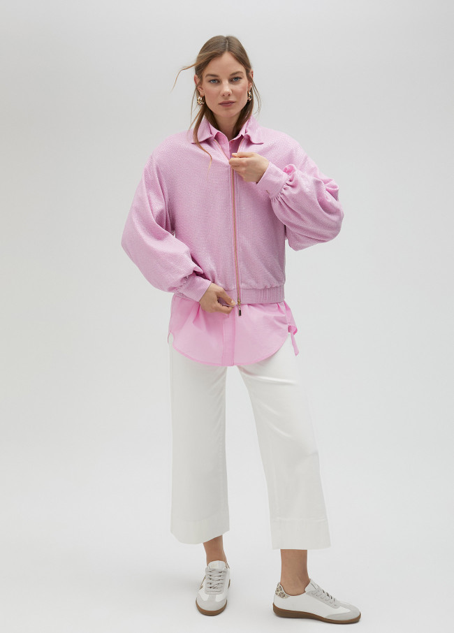 Lola Casademunt Chaqueta Bomber Lentejuela Rosa