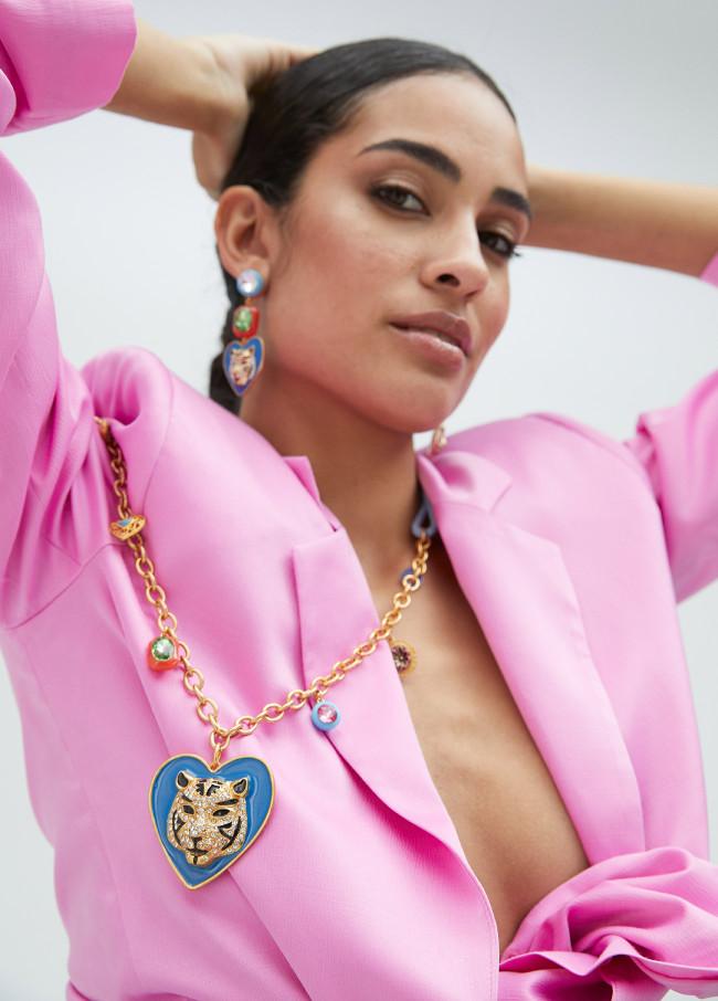 Lola Casademunt Collar Largo Corazón Y Tigre