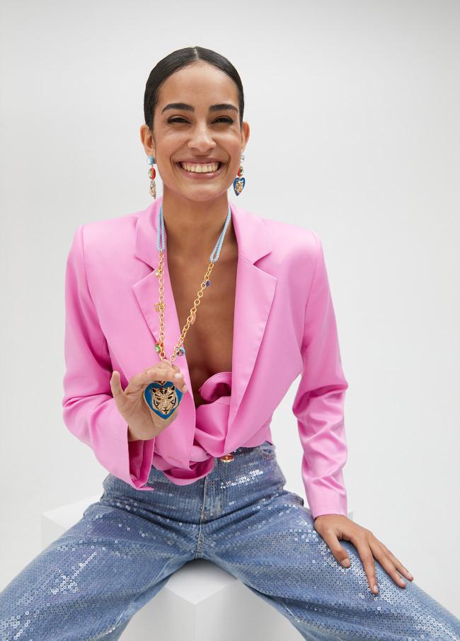 Lola Casademunt Collar Largo Corazón Y Tigre