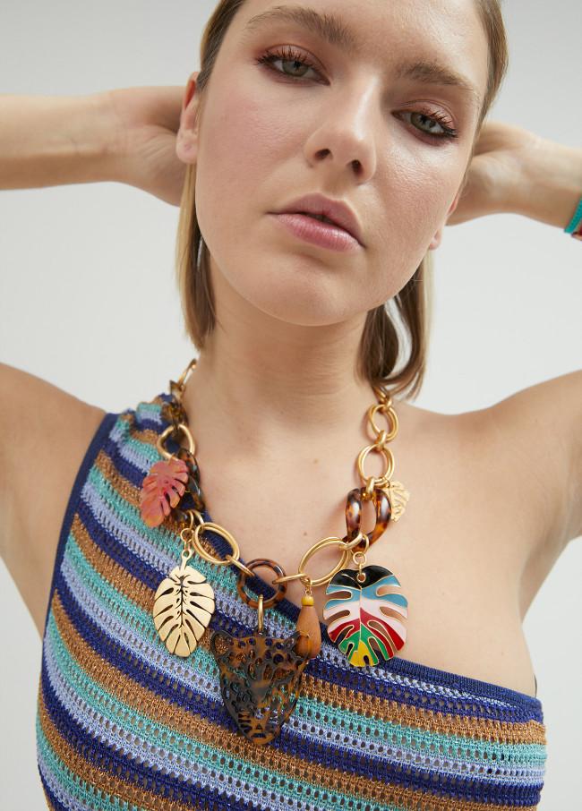 Lola Casademunt Collar Leopardo Y Charms