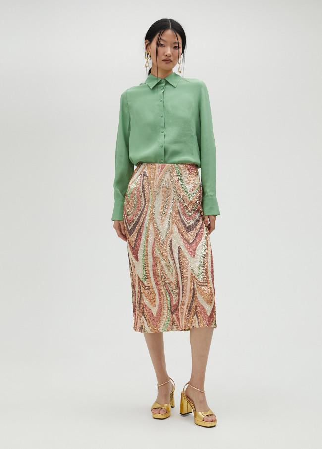 Lola Casademunt Falda Lentejuela Stretch