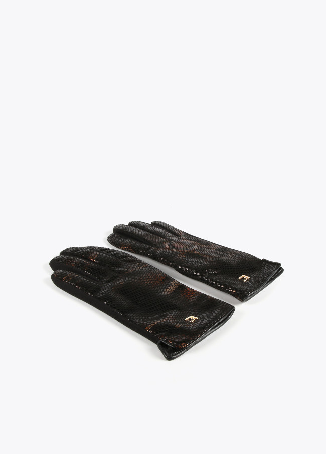 Lola Casademunt Guantes Animal Print Metalizado