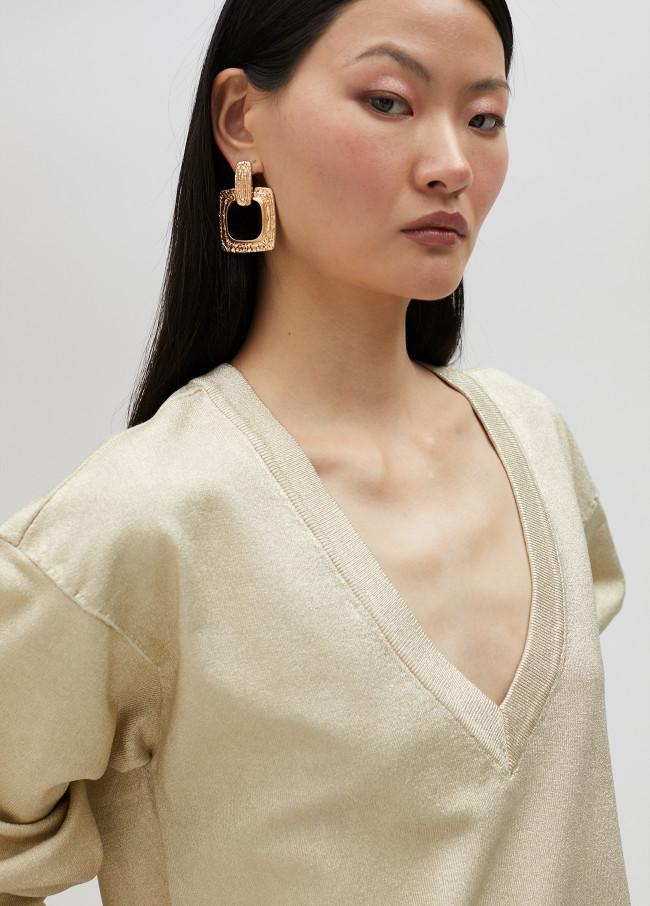 Lola Casademunt Jersey Cuello Pico Dorado